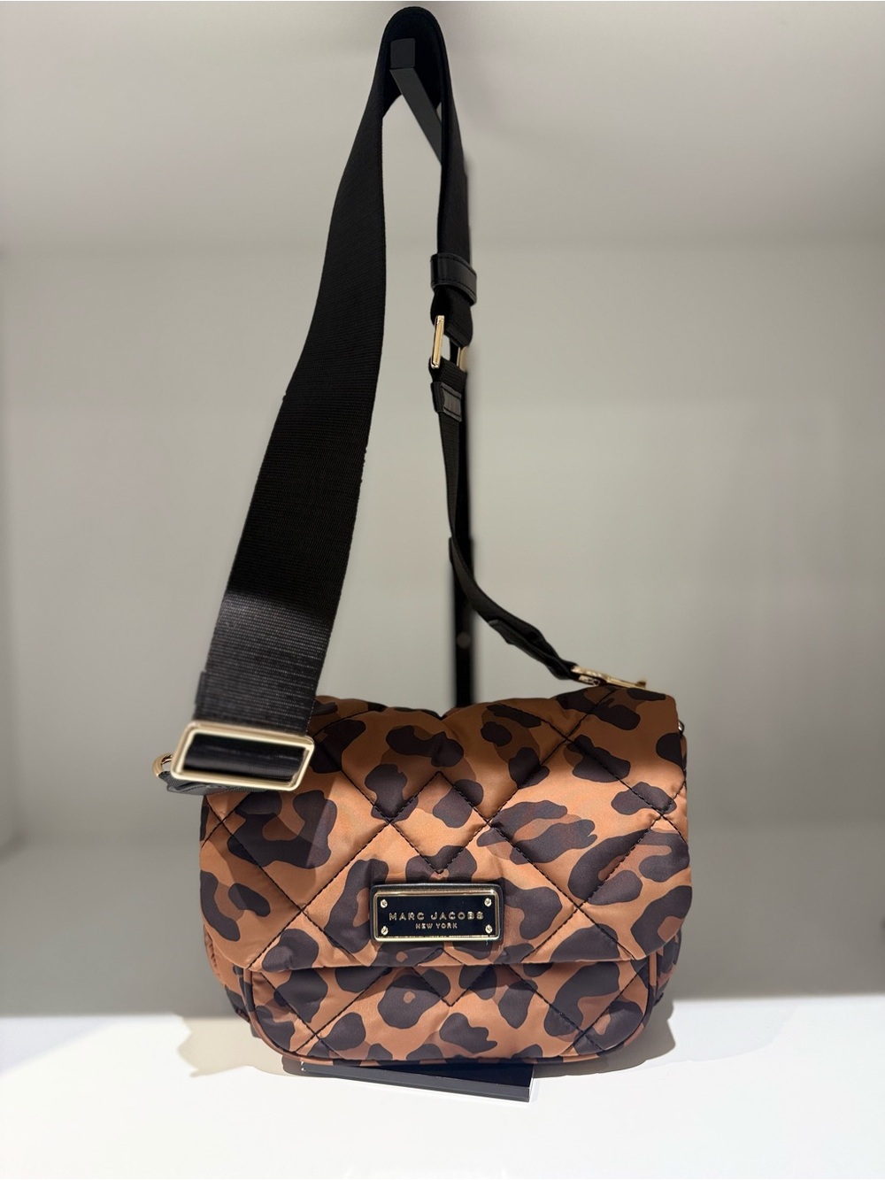 NWT Marc Jacobs nylon quilted messenger - leopard multi